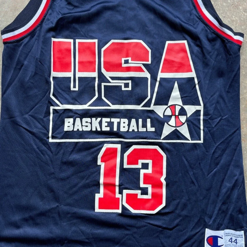 Vintage Champion Shaq O'Neal USA Basketball Jersey 13 Navy Mens 44 Large 90s - Picture 4 of 7